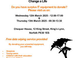 Kings Lynn IT Appeal! Do you have unwanted IT equipment to donate? Visit us on 12 & 13 March 2025!