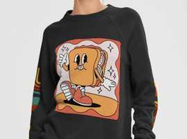 Black Hoodie | Chill Bread Vibes Unisex Sponge Fleece Raglan Sweatshirt | Winter Clothes | Women's clothing