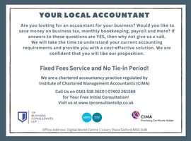 Your Local Accountant for Tax return, Company Accounts, VAT, Payroll, Pension Auto-enrolment.