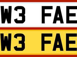 W3 FAE Cherished Number Plate for Fae Faery Fairy Angel Pixie Sprite Elf Gnome