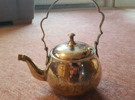 Vintage, Engraved Brass Teapot / Kettle, Excellent Condition