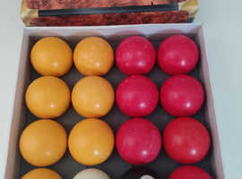 Red and yellow pool balls