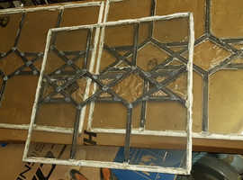 lead light windows 3 vintage 1939. diamond pattern geometric , taken out of my house.tops of windows for display decor,restore