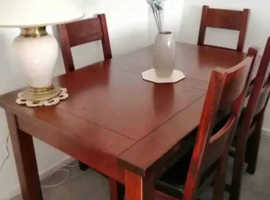 Dining table and chairs.