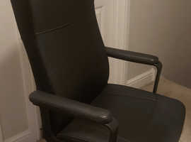 Ikea Black Leather Swivel Office Chair