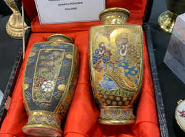 Stunning pair of Japanese Meiji period satsuma vases Which are Hand Painted