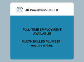 FULL-TIME PLUMBER POSITION AVAILABLE