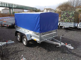 BRAND NEW 7,7ft x 4,2ft TWIN AXLE NIEWIADOW TRAILER WITH FRAME AND COVER (80CM) 750KG