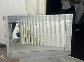 Large silver glitter mirror