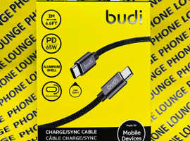 Budi 65W PD Fast Charging USB Type C to C 2m Long Cable