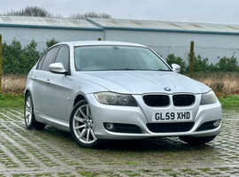 BMW 3 Series, 2010 (59) Silver Saloon, Manual Petrol, 112,566 miles, NEW MOT. BLACK LEATHER