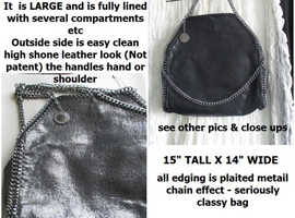 Large quality black metal tote bag fully lined