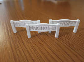 OO / HO Gauge Station Sign 1:76 Scale for Model Railway 'CUSTOM TEXT' pack of 3