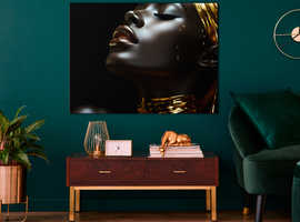 Elegant Black Woman Wearing Gold - Canvas Print Wall Art