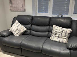 3 Seater Recliner Sofa - Dark Grey Faux leather