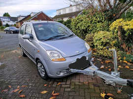 REDUCED!! £1500 O.N.O For quick sale TOW CAR WITH BRAKED A FRAME. Low miles Chevrolet Matiz, 2008 (08) Silver Hatchback, Manual Petrol, 37,347 miles