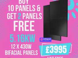 5.16kW All Black Bifacial Solar PV System, FREE Delivery & Installed
