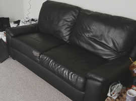 Black leather sofa 3 seater