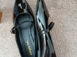Ladies pointed flat slip ons  black patent