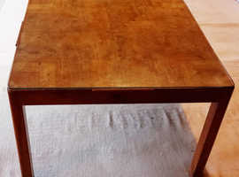 Discount: Vintage European Square Teak Coffee Table with Bevelled-Glass Top