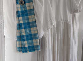 HIGHLAND FLORA DRESS/UNDERSKIRT AND SASH WITH BROACH