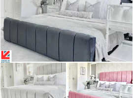 BEDS SALE NEW PLUSH PANEL DESIGN DOUBLE BEDS, KING SIZE BEDS ANY COLOUR