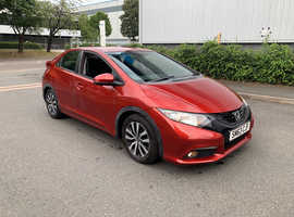 Honda Civic, 2014 (63) Red Hatchback, Manual Diesel, 89,000 miles