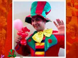 CLOWN MAGICIAN Entertainer Children's birthday BALLOON MODELLER London bubbles party hire Kids