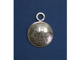 Antique .999 Silver German Boat & Lighthouse Medallion Pendant