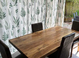 Solid oak heavy table & 6 Faux leather chairs