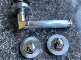 Handle and bathroom thumb turn - polished satin chrome