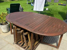 Garden table and chairs.