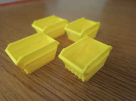 OO / HO Rubbish skips. 1:76 Scale for Model Railway, pack of 4 - yellow