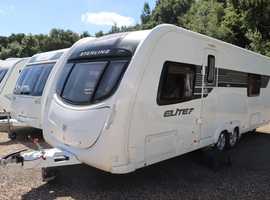 Sterling Eccles Elite Searcher 2014 4 Berth Fixed Bed Twin Axle Caravan + Twin Auto Engage Motor Movers + Full Isabella Awning + Isabella Sun Canopy +