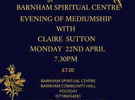 Evening Of Mediumship with Claire Sutton Monday 22nd April 7.30pm