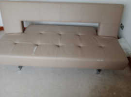 Free Taupe colour Faux Leather Sofa Bed