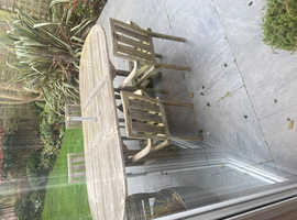 Wooden garden table and six chairs - free