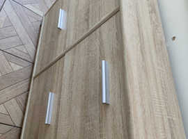 Stunning light oak effect double shoe storage cabinet