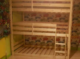 Triple wooden heavy duty bunk beds