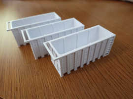 OO / HO '20ft' Roll on- Roll off skips 1:76 Scale for Model Railway pack of 3