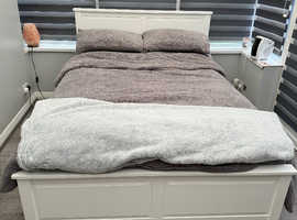 White double wooden bed frame