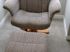 Fabric recliner with stool