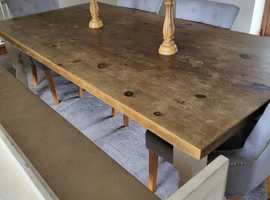 Solid oak church pew with church table