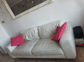 BHS White leather sofa