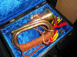 BUGLE MILITARY BRITISH ARMY 1940 VINTAGE IN TRAVEL CASE