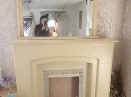Lovely wooden fireplace with overmantle mirror