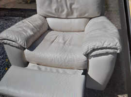 Free Cream Leather Recliner Armchair