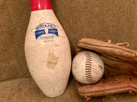 Vintage American Baseball Glove and Ball .
