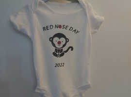 Personalised Red Nose Day baby vest and children's tshirts