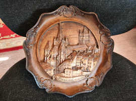 Vintage, Lausanne Cathedral, Engraved Wooden Wall Plaque/Plate - Switzerland